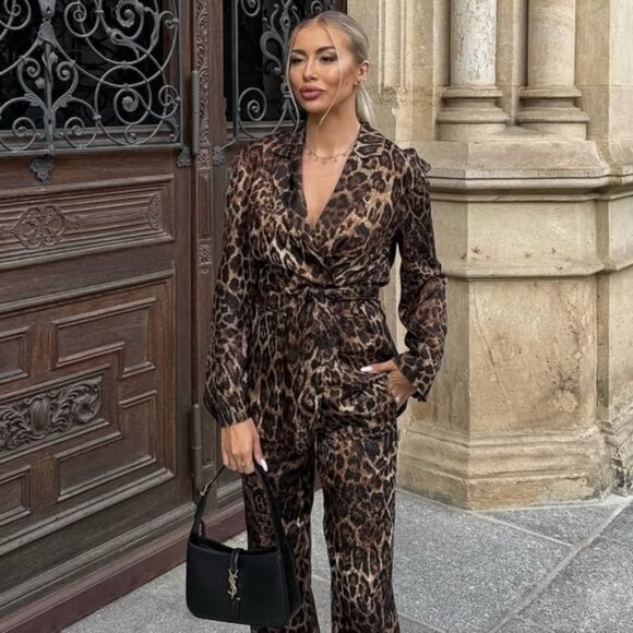 Zara ANIMAL PRINT JACQUARD BLAZER Size XL - Picture 2 of 12